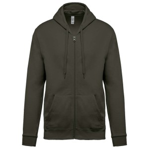 Kariban kapucnis, cipz�ras f�rfi pul�ver, Dark Khaki